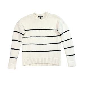 Banana Republic Chunky Knit Sweater Cream Black Stripes Size Small